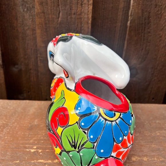 Colorful Ceramic Rabbit Planter, Pottery. - Picture 3 of 7